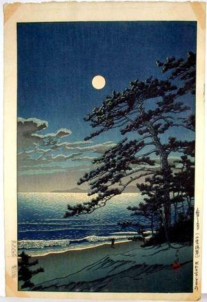 川瀬巴水: Spring Moon at Ninomiya Beach - Japanese Art Open Database