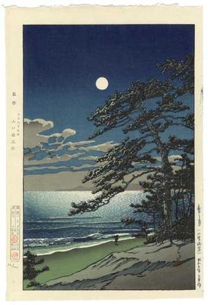川瀬巴水: Spring Moon at Ninomiya Beach - Japanese Art Open Database