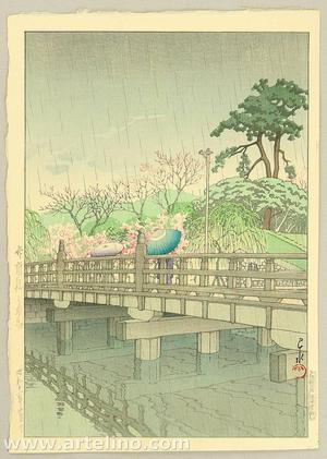 川瀬巴水: Spring Rain at Benkei Bridge - Japanese Art Open Database