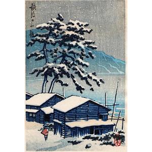 Kawase Hasui: Unknown- village in winter - Japanese Art Open Database
