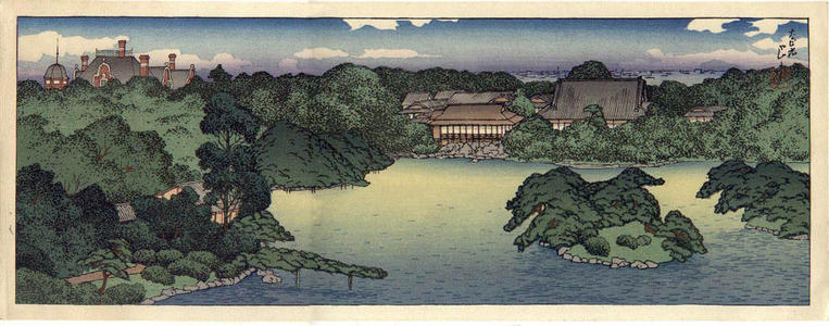 川瀬巴水: View of Iwaskai Family Villa - Japanese Art Open Database