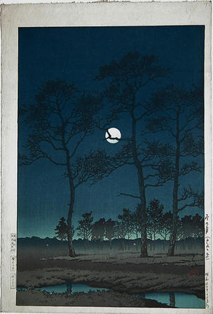 川瀬巴水: Winter Moon at Toyamagahara — 戸山ヶ原 - Japanese Art 