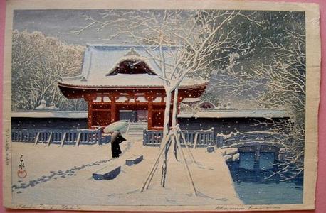 川瀬巴水: Snow At Shiba Park, Tokyo - Japanese Art Open Database