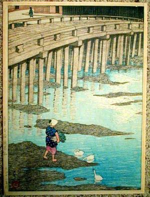 Kawase Hasui: Gion bashi bridge, Asakusa - Japanese Art Open Database