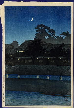 川瀬巴水: Nagare pleasure quarter, Kanazawa - Japanese Art Open Database