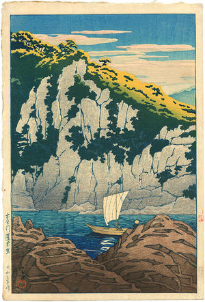 川瀬巴水: Horai rock in the Kiso River - Japanese Art Open Database