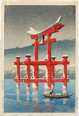 川瀬巴水: Snow at Miyajima - Japanese Art Open Database