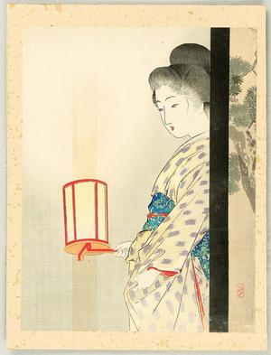 武内桂舟: Bijin Holding Lantern - Japanese Art Open Database