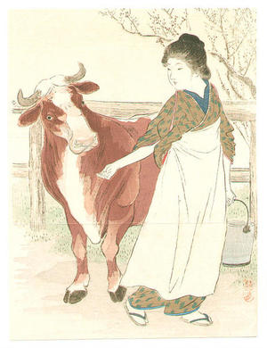武内桂舟: Cow Girl - Japanese Art Open Database