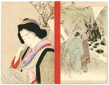 武内桂舟: Strolling along a Stream - Japanese Art Open Database