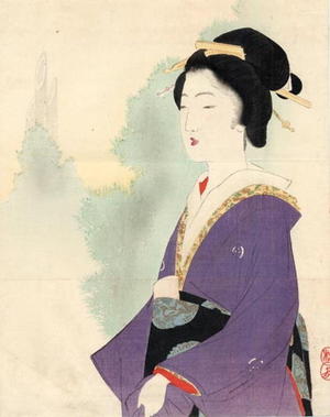 武内桂舟: The Purple Kimono - Japanese Art Open Database