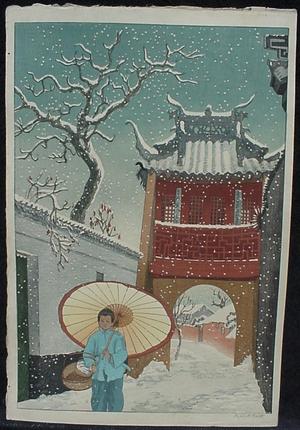 Keith Elizabeth: Unknown- Temple and Snow - Japanese Art Open Database