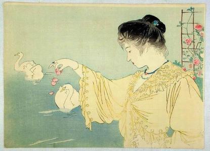 鏑木清方: White Swans — 白鳥 - Japanese Art Open Database