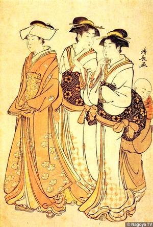 鳥居清長: Three Courtesans and their Attendant - Japanese Art Open Database