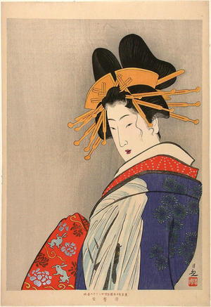 小林清親: Bust portrait of an Oiran in a splendid coiffure - Japanese Art Open Database