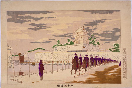 Kobayashi Kiyochika: Fine Weather after Snowfall at the Old Inner Keep of Edo Castle — 旧本丸雪晴 - Japanese Art Open Database