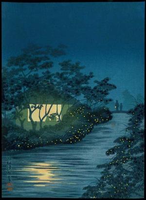 Kobayashi Kiyochika: Fireflies at Kinu River at Tennoji - Japanese Art Open Database