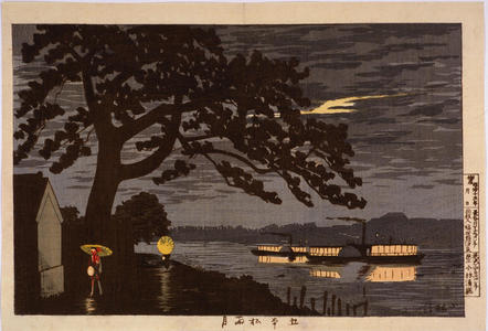 Kobayashi Kiyochika: Moon through Rain at Gohan Matsu — 五本松雨月 - Japanese Art Open Database