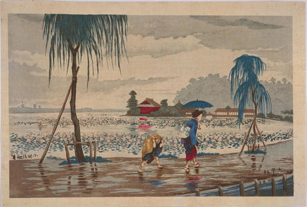 小林清親: Rain at Shinobazu Pond — 不忍池畔雨中図 - Japanese Art Open Database