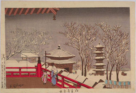 小林清親: Sensoji Temple in the Snow — 浅草寺雪中 - Japanese Art Open Database