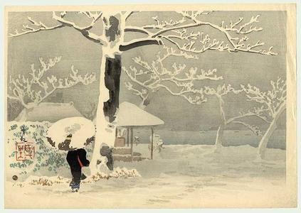 小林清親: Woman in a Snowy Landscape - Japanese Art Open Database