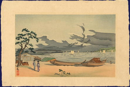 小林清親: Beach of Akashi, Harima Province - Japanese Art Open Database