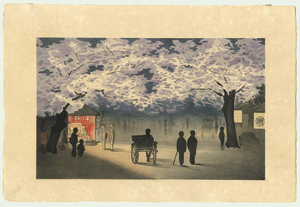 小林清親: Cherry Blossom in Full Bloom in the Night at Mukojima — 向島の夜桜 - Japanese Art Open Database