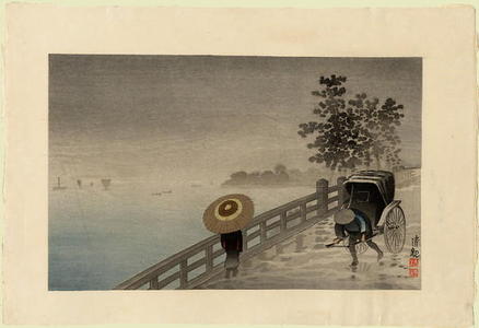 小林清親: Rain on Tsukimi Bridge - Japanese Art Open Database