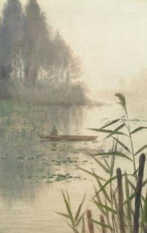 Kobayashi Tokusaburo: Fishing on river with mist - Japanese Art Open Database