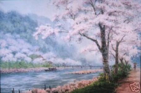 Kobayashi Tokusaburo: River in spring - Japanese Art Open Database