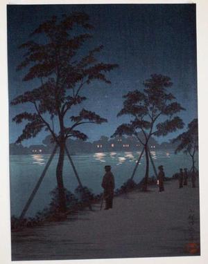 古峰: Night river scene - Japanese Art Open Database