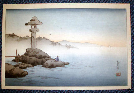 古峰: A Stone-Lantern on the Seashore - Japanese Art Open Database