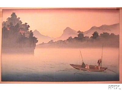 古峰: Fishing in the Morning Mist - Japanese Art Open Database