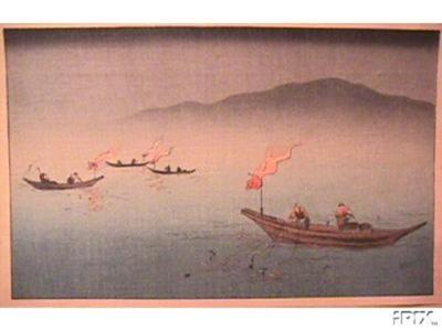 古峰: Ukai, cormerant fishing - Japanese Art Open Database