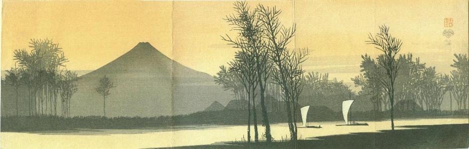 Konen Uehara: Fuji and sailboats - Japanese Art Open Database