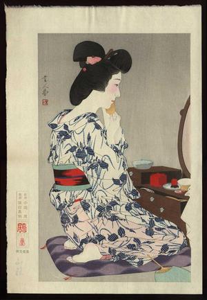 鳥居言人: Summer Kimono - Ayame Yukata — 菖蒲ゆかた - Japanese Art Open Database