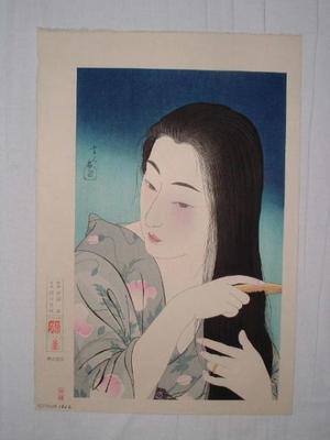 鳥居言人: Combing the Hair (Kamisuki) — 髪梳き - Japanese Art Open Database