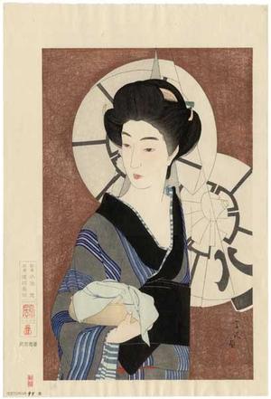 鳥居言人: Coming out of the bath house (Yugaeri) — 湯帰り - Japanese Art Open Database