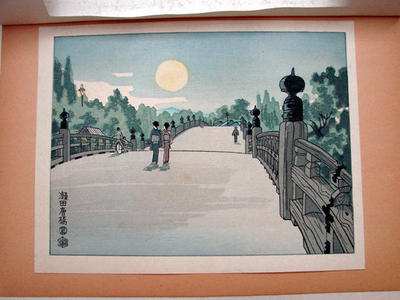 Kotozuka Eiichi: The Full Moon Viewed on the Seta Karahashi Bridge — 瀬田唐橋 - Japanese Art Open Database