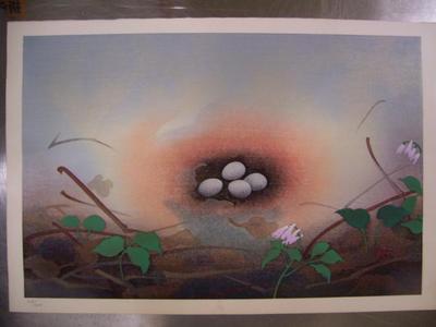 Kudou Koujin: Eggs in a nest- LE - Japanese Art Open Database