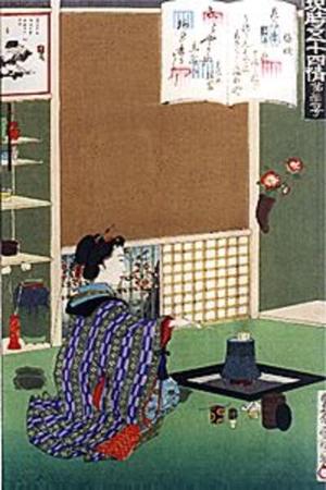 Toyohara Kunichika: No 32- Genji Chapter 32- Umega-e - Japanese Art Open Database