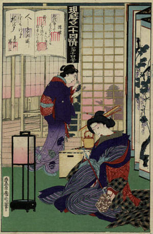 豊原国周: Woman with Pipe - Japanese Art Open Database