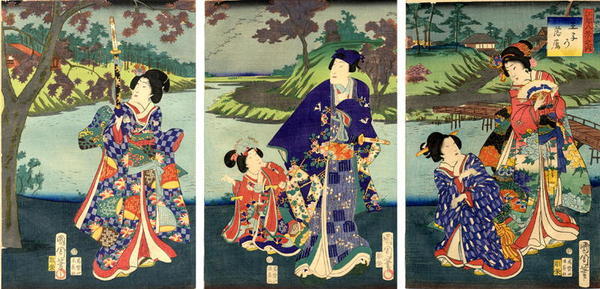 豊原国周: Prince Genji in a Garden - Japanese Art Open Database