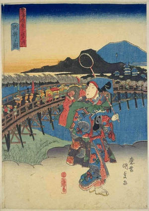 Japanese Print "Okazaki — 岡崎" by Utagawa Kunisada, 歌川国貞 (Kunisada 1 Utagawa (1786-1865)- Toyokuni 3 (歌川国貞-豊国三代))