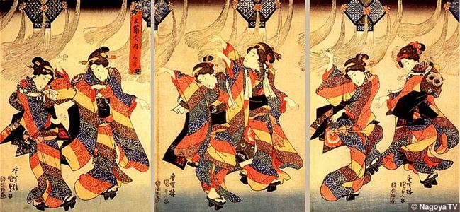Japanese Print "Bon Festival Dance" by Utagawa Kunisada, 歌川国貞 (Kunisada 1 Utagawa (1786-1865)- Toyokuni 3 (歌川国貞-豊国三代))