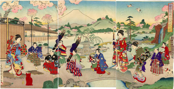 Japanese Print "Takechiyo, son of Second Tokugawa Shogun, Hidetada" by Utagawa Kunisada, 歌川国貞 (Kunisada 2 Utagawa (1823-1880)- Kunimasa 3- Toyokuni 4 (歌川国貞（二代）))