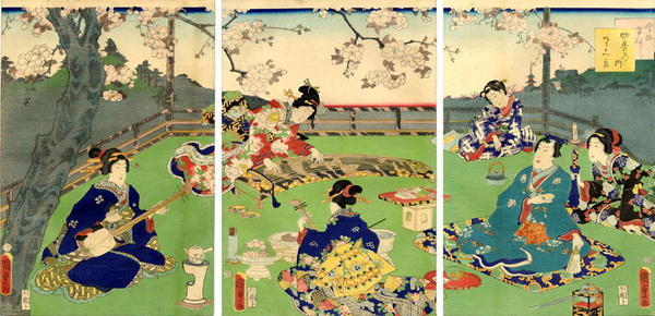 歌川国貞: Prince Genji and Lady Musicians - Japanese Art Open Database