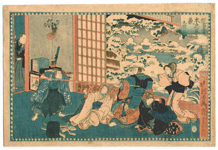 Japanese Print "Act.9, Rikiya attacks Honzo because Honzo insulted his father." by Utagawa Kuniyoshi, 歌川国芳 (Kuniyoshi Utagawa (1798-1861) Ichiyusai — 歌川国芳 一勇斎国芳)