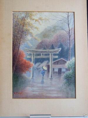 Matsu M: Village Torii in Rain - Japanese Art Open Database