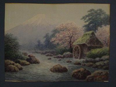 Matsumoto Y: Fuji and Yaizunohara Waterwheel - Japanese Art Open Database